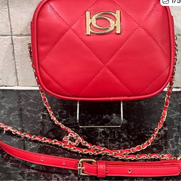 bebe Handbags - bebe Red Crossbody Bag with Gold Accents
